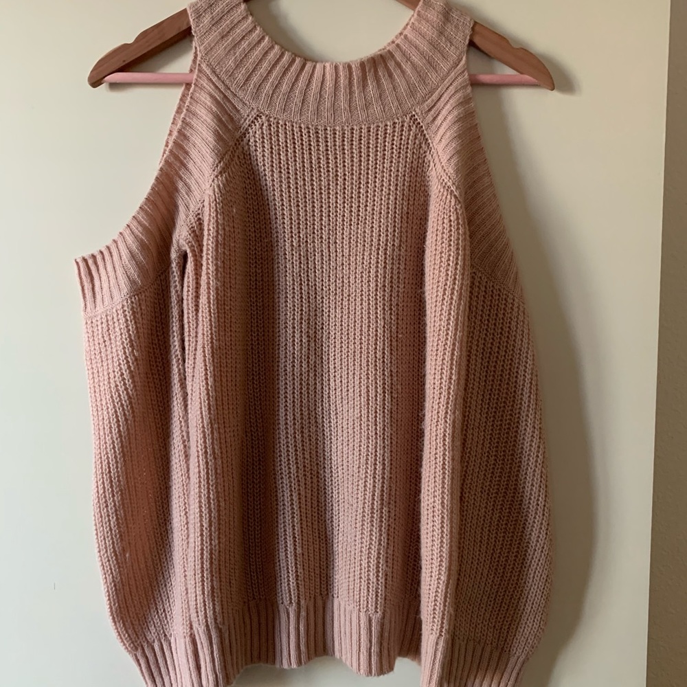 Open shoulder pinkish sweater